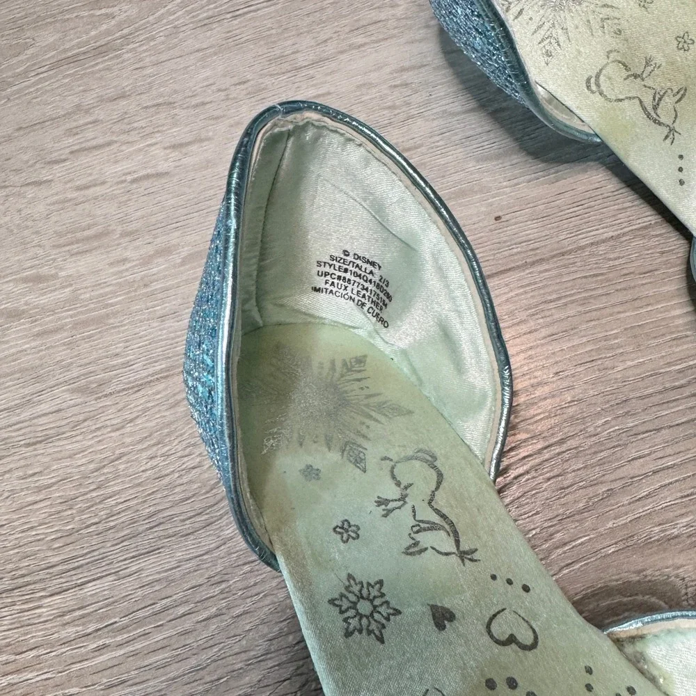Disney Frozen Elsa Costume Shoes Blue Glitter Snowflake Jewel‎ Kids Size 2/3